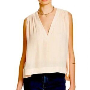 Free People Darcy V Neck Sleeveless Hi Lo Blouse Pearl Women's L Swing